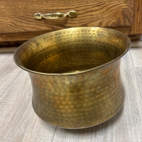 Other - Vintage Hammered‎ Brass Pot Planter Bowl Decorative Centerpiece